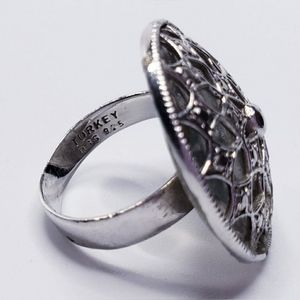 Vintage Hand Made Geometric Design Turkish Filigree Dome Style Ring Sz5 Estate.